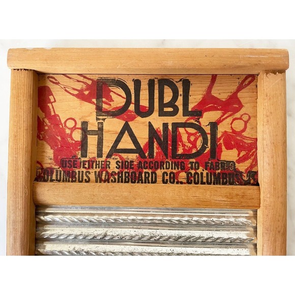 Dubl Handl Washboard Vintage Primitive Decor Columbus Washboard Co 18" x 8.5" - Picture 2 of 12